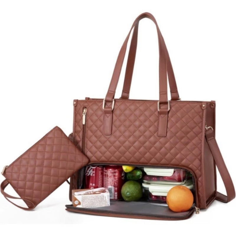 Brown Insulated Lunch Bag and Laptop Cooler – Perfect for Keeping Food Fresh