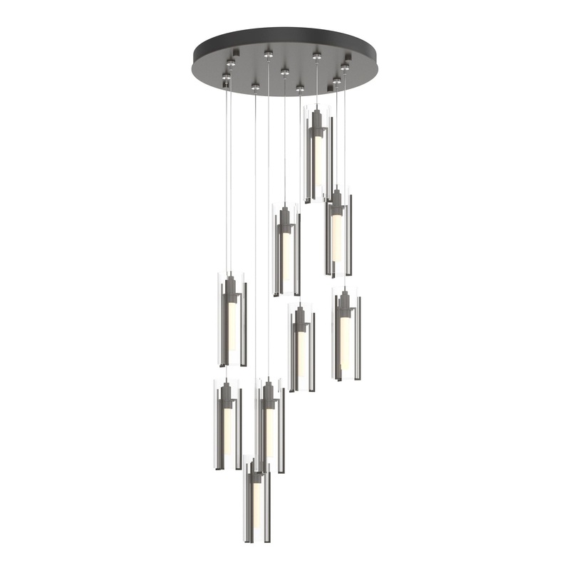 Exos Glass 9-Light Pendant Dark Smoke Clear Glass (ZM)