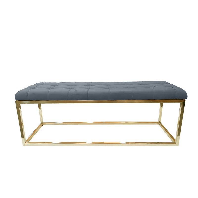 Holly Ottoman Gold Base – Dark Grey Seat