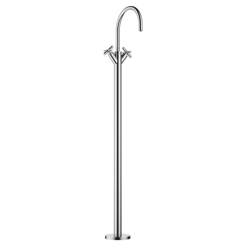 Lavatory Faucet TARA Mixer with Stand Pipe 2 Cross ADA WaterSense Brushed Chrome 1.2 Gallons per Minute Less Drain 1 Hole