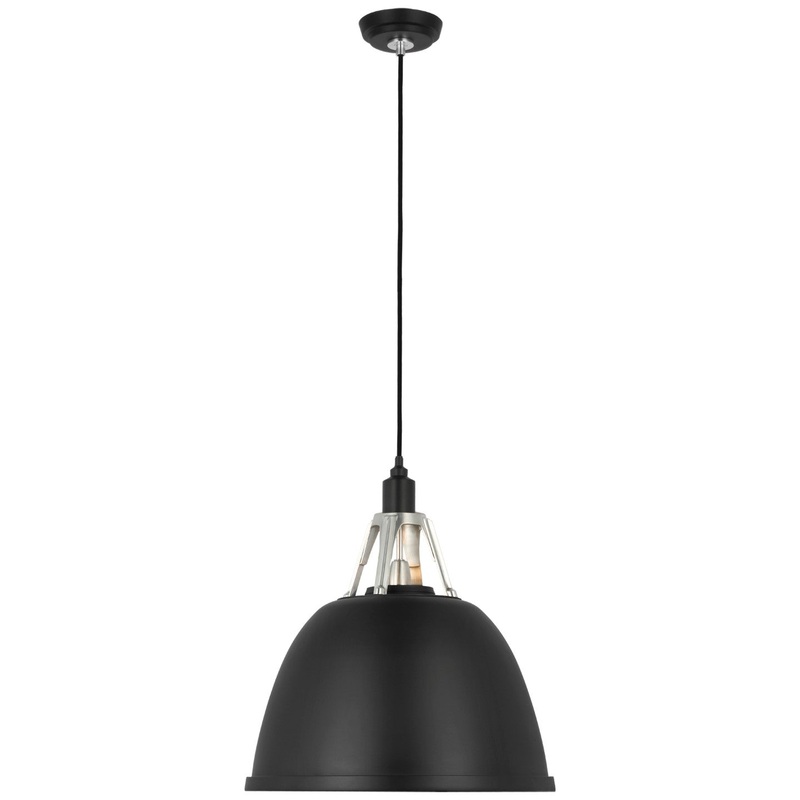 LED Pendant from the Gunner Collection in Black And Polished Aluminum Finish by Visual Comfort Signature