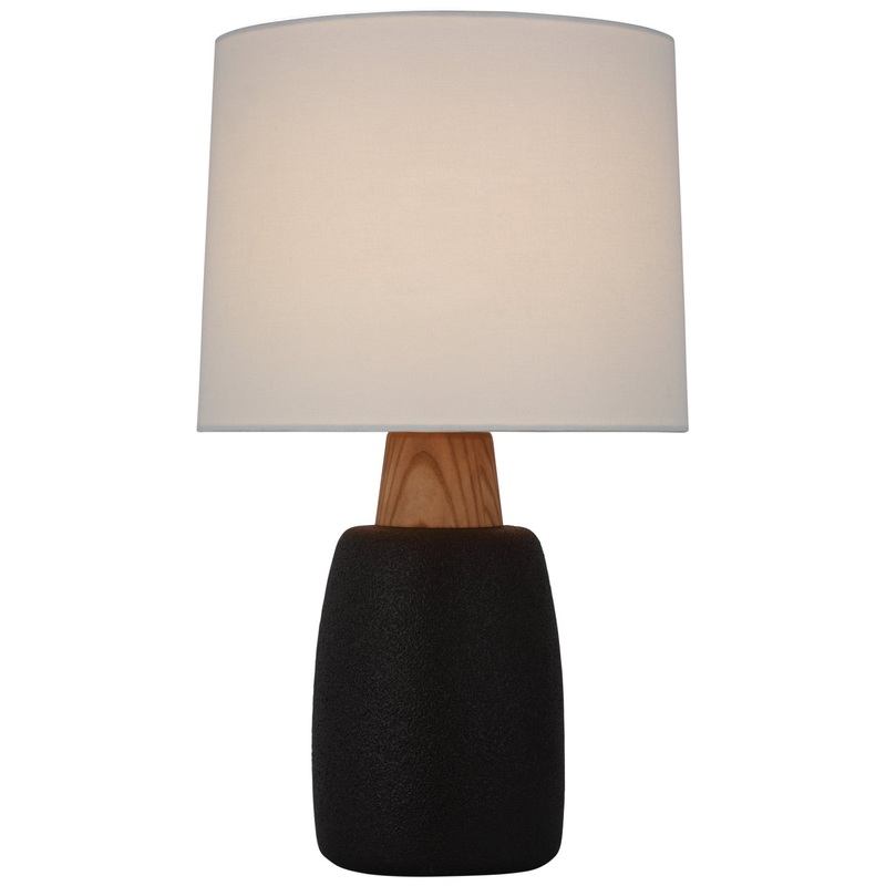 LED Table Lamp from the Aida Collection in Porous Black And Natural Oak Finish by Visual Comfort Signature