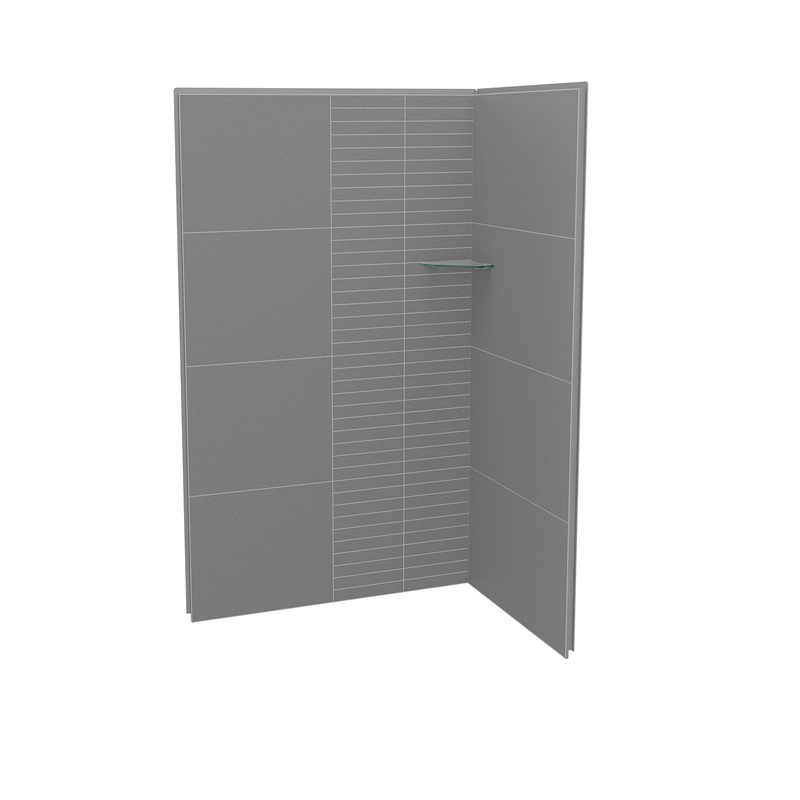 MAAX 107462-306-514 Utile 4836 Composite Direct-to-Stud Two-Piece Corner Shower Wall Kit in Erosion Pebble Grey
