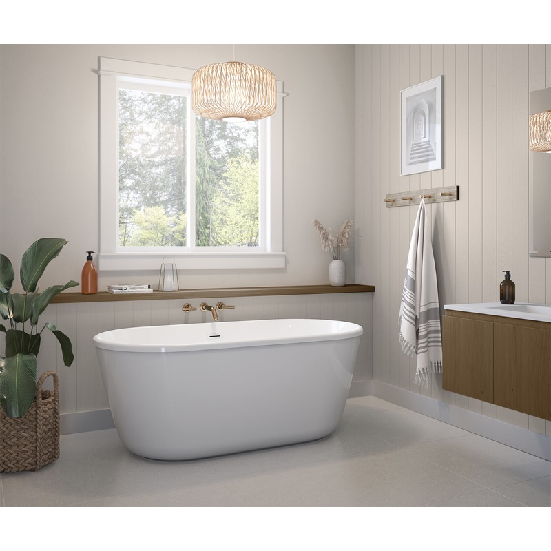MAAX 107519-000-002-000 Golan 5829 AcrylX Freestanding Center Drain Bathtub in White with White Skirt