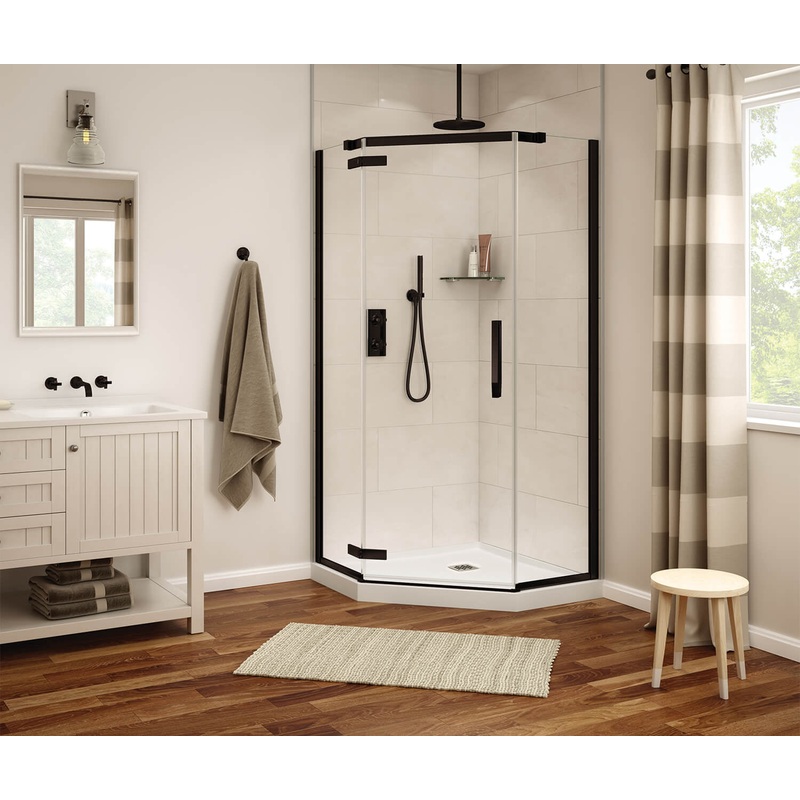 MAAX 139315-900-340-000 Davana Neo-angle 38 x 38 x 75 in. 8mm Pivot Shower Door for Corner Installation with Clear glass in Matte Black