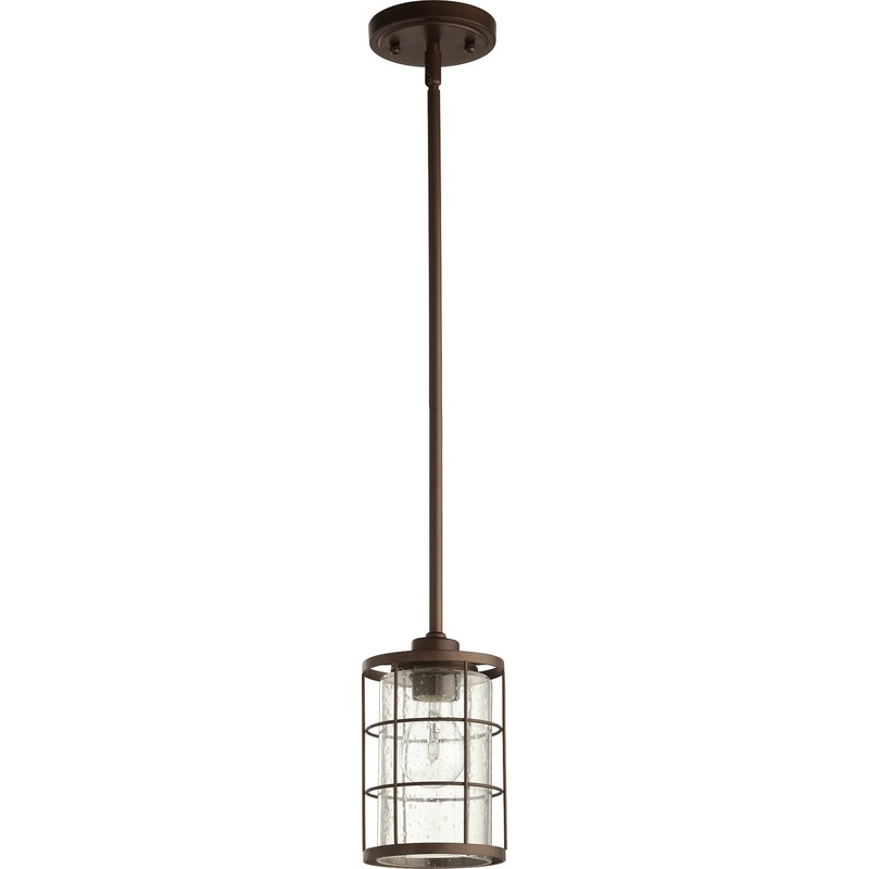 One Light Pendant from the Ellis Collection in Oiled Bronze Finish by Quorum