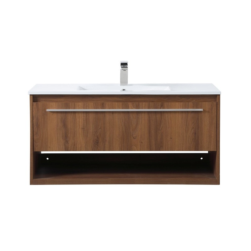Single Bathroom Floating Vanity from the Kasper Collection in Walnut Brown Finish by Elegant Lighting