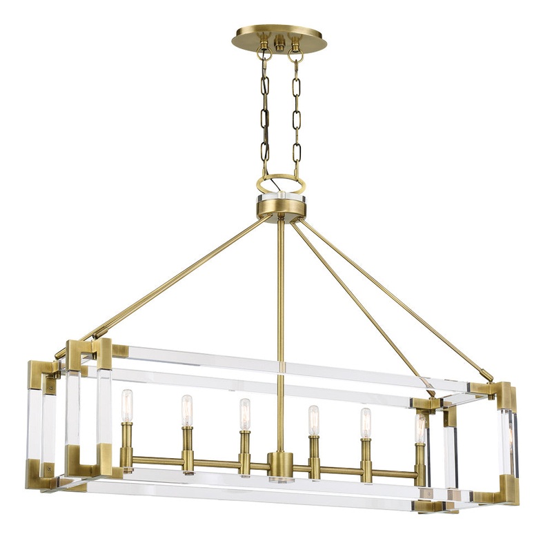 Six Light Island Pendant from the Prima Vista Collection in Aged Antique Brass Finish by Metropolitan