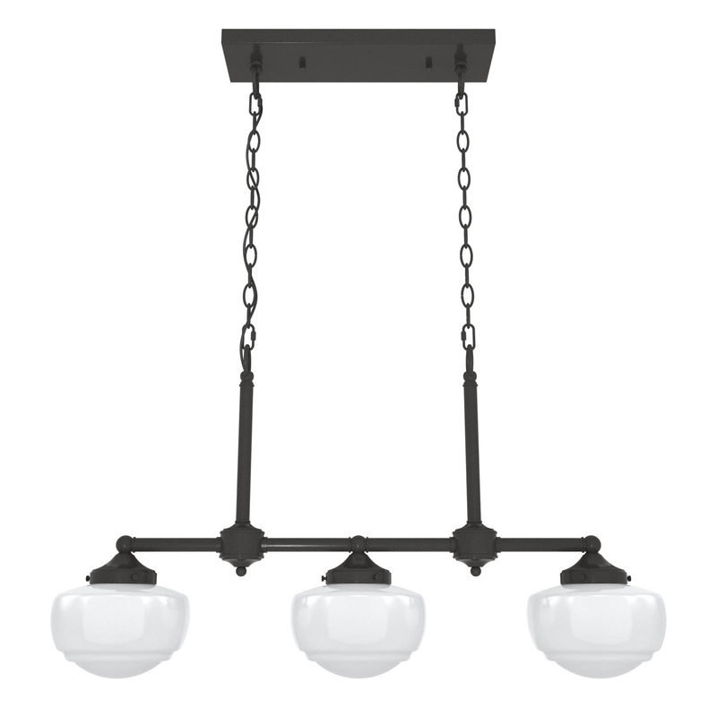 Three Light Linear Chandelier from the Saddle Creek Collection in Noble Bronze Finish by Hunter