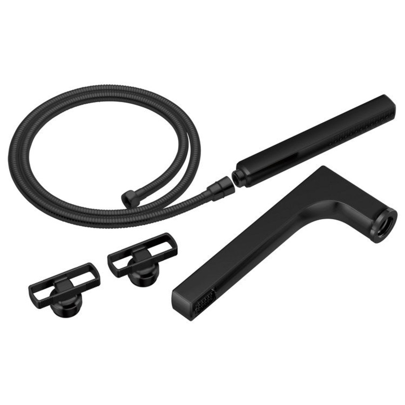 Tub Filler Kintsu Kit 8 Inch Spread 2 Knob WaterSense ADA Matte Black Deck/Floor/Wall Mount 10 Gallons per Minute