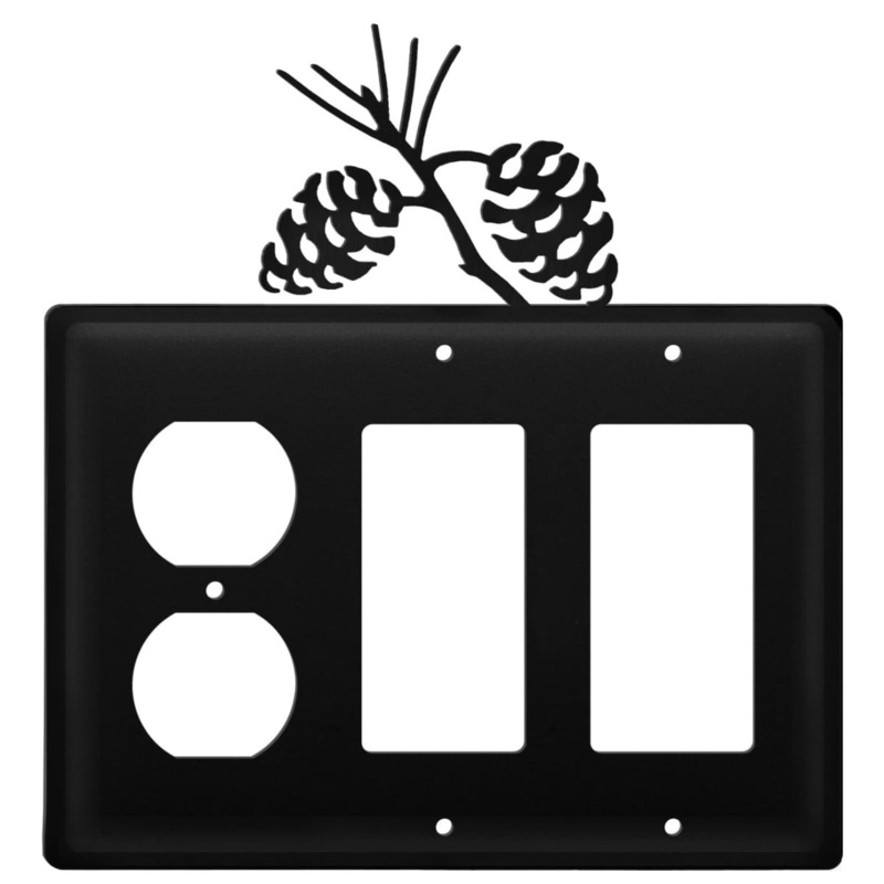 Village Wrought Iron EOGG-89 Triple Pinecone Single Outlet and Double GFI Cover CUSTOM Product