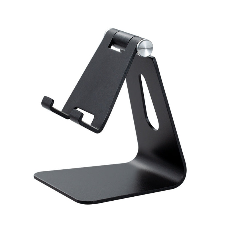 2 Pcs Black Foldable Aluminum Alloy Phone & Tablet Stand – Adjustable Portable Desktop Holder