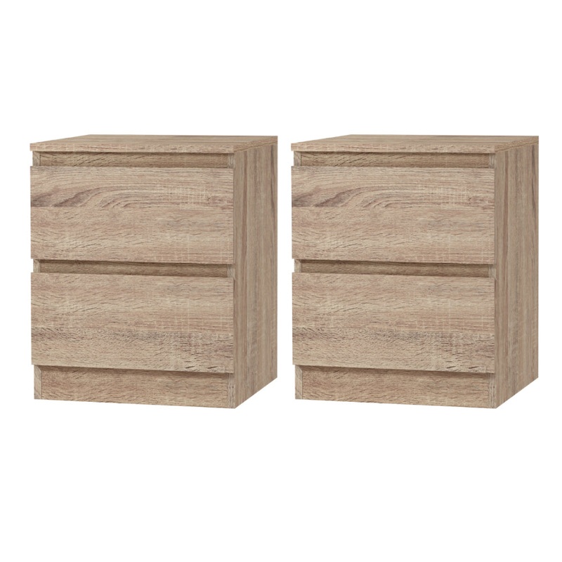 Artiss 2x Bedside Table 2 Drawers – PEPE Oak