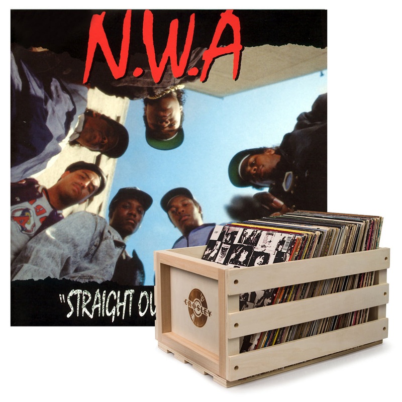 Crosley Record Storage Crate &  N.W.A. Straight Outta Compton – Vinyl Album Bundle