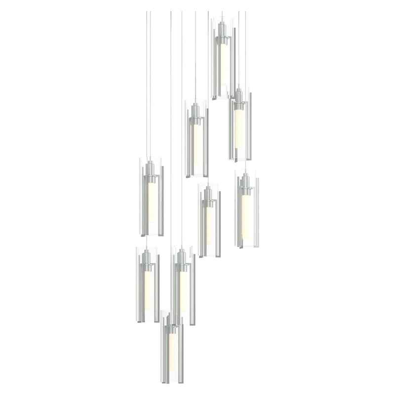 Exos Glass 9-Light Pendant Vintage Platinum Clear Glass (ZM)