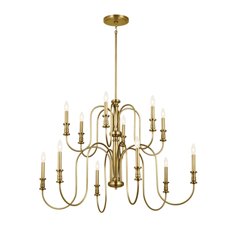 Kichler 52472NBR 12 Light Chandelier, Natural Brass