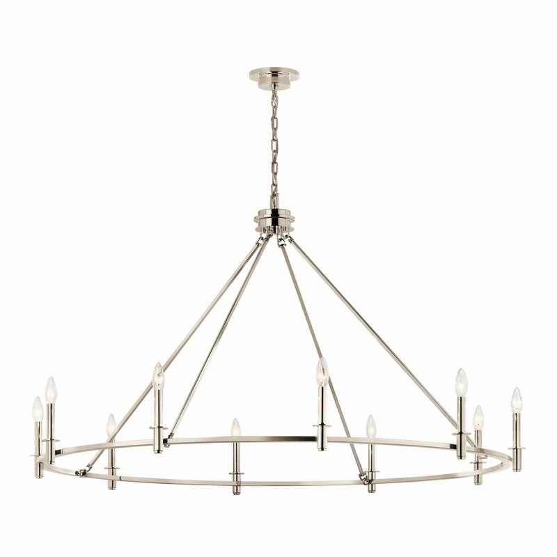 Kichler 52707PN Ten Light Chandelier, Polished Nickel