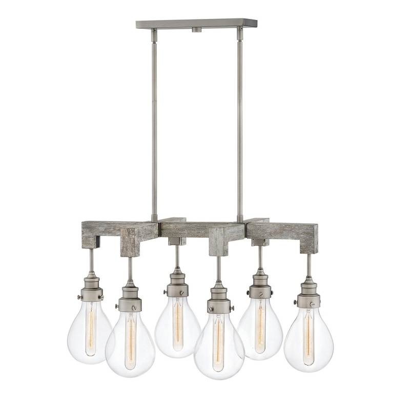 LED Linear Chandelier from the Denton Collection in Pewter Finish by Hinkley