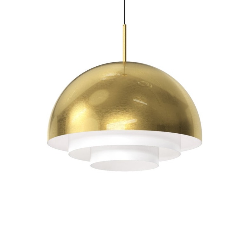 Modern Tiers 20″ Dome LED Pendant Brass Finish