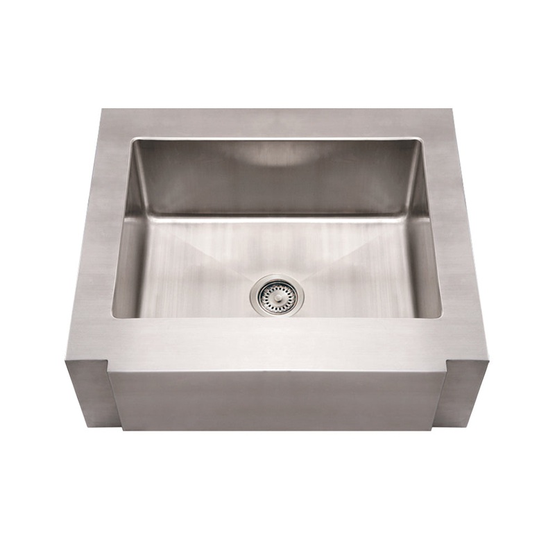 Noah’s Collection Brushed Stainless Steel Commercial Single Bowl Sink with a Decorative Notched Front Apron