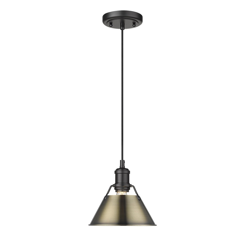 One Light Mini Pendant from the Orwell Collection in Matte Black Finish by Golden