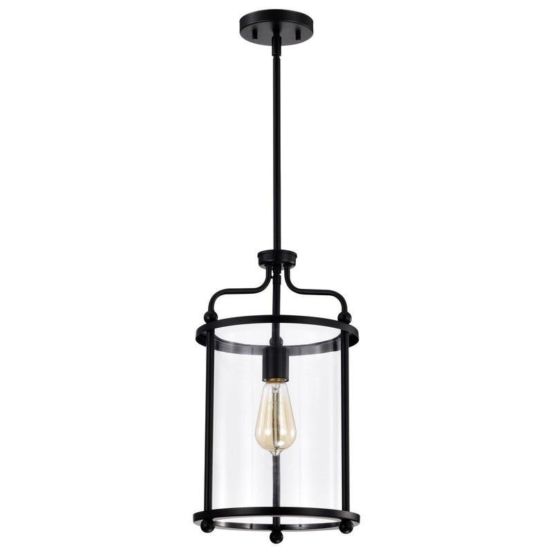 One Light Pendant from the Yorktown Collection in Matte Black Finish by Nuvo Lighting