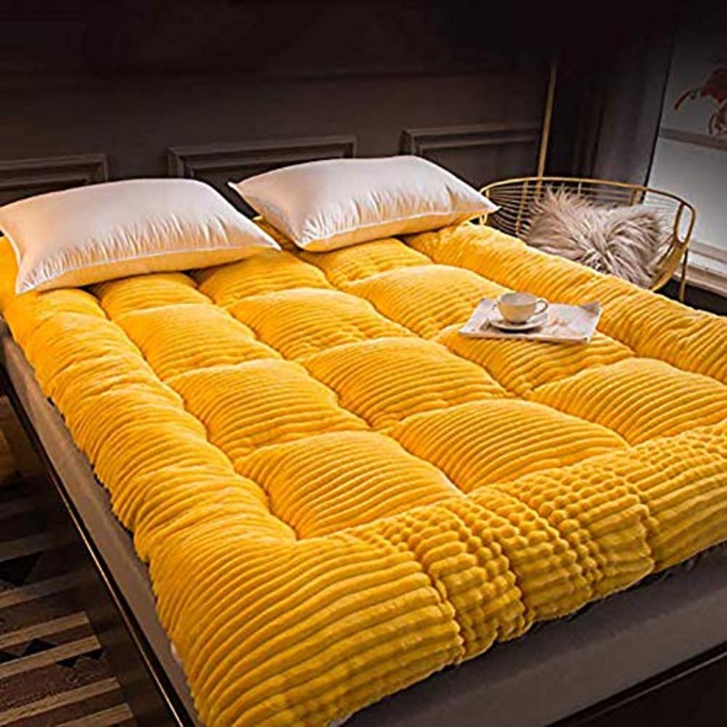 Peluche per Il Latte Materasso,Materasso Futon Pieghevole Addensare Conpertevole Non-Scivolare Caldo Mat Addormentato per Camera Dormitorio Giallo 120x200cm/47x79inch
