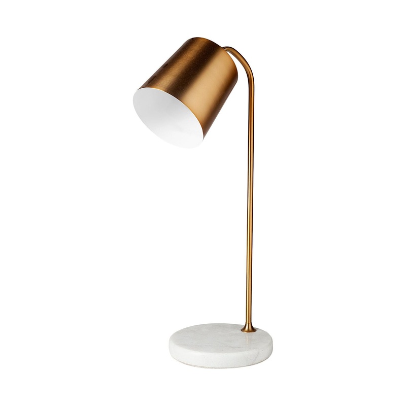 Sanderson Table Lamp Gold Metal | White Marble