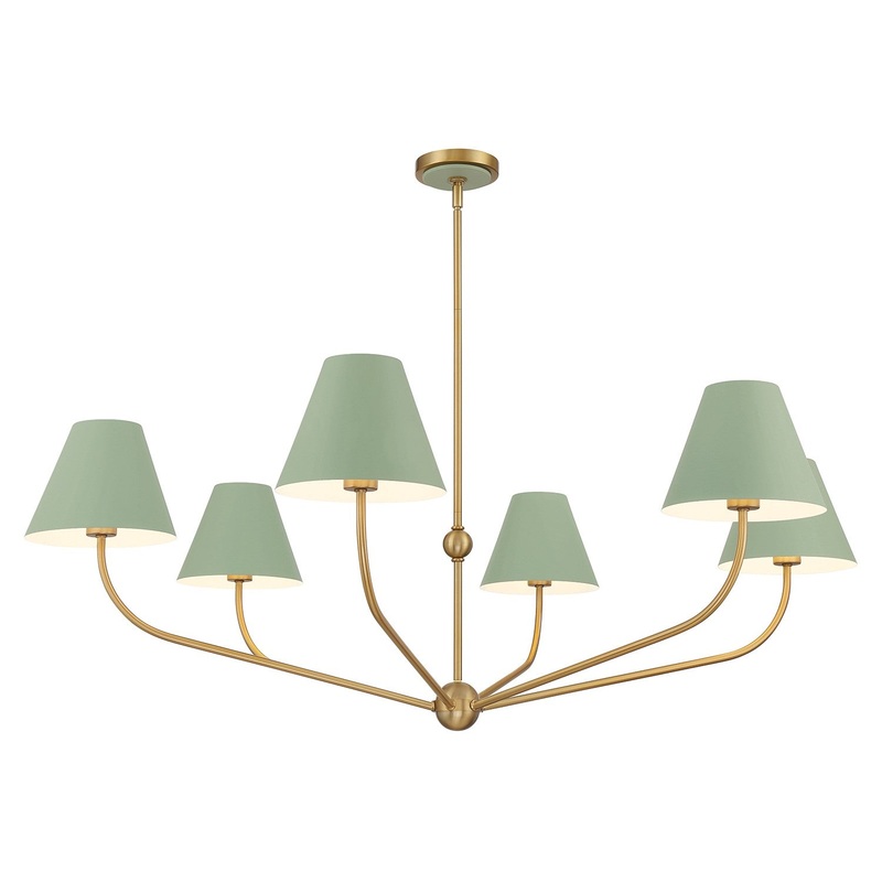 Six Light Chandelier from the Xavier Collection in Vibrant Gold/Green Finish by Crystorama