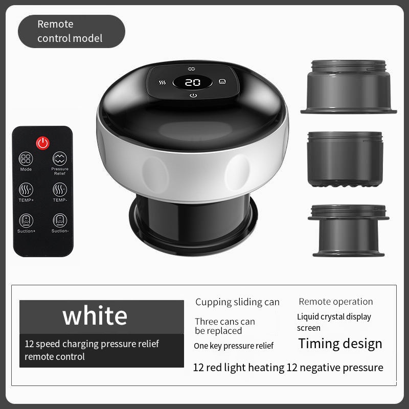 Smart Electric Cupping Therapy Massager – Adjustable Suction & Heat, Red Light Therapy, USB-C Rechargeable(White)