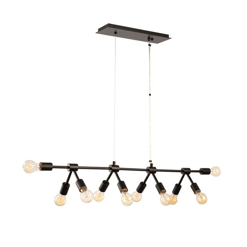 Ten Light Island Pendant from the Union Collection in Matte Black Finish by Kalco