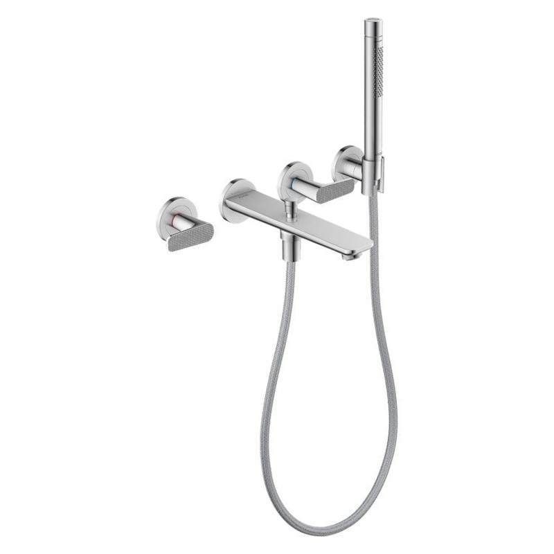 Tub Filler Trim Citterio C 2 Lever Cubic Cut Chrome WaterSense 8 Inch Spread Wall Mount 5.3 Gallons per Minute