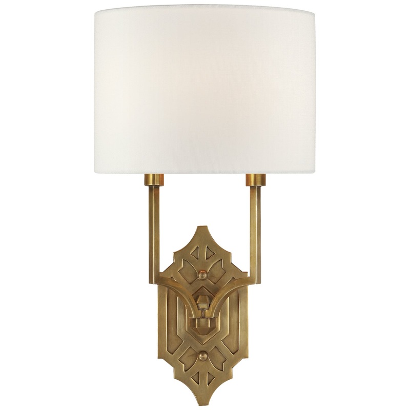 Two Light Wall Sconce from the Silhouette Collection in Hand-Rubbed Antique Brass Finish by Visual Comfort Signature