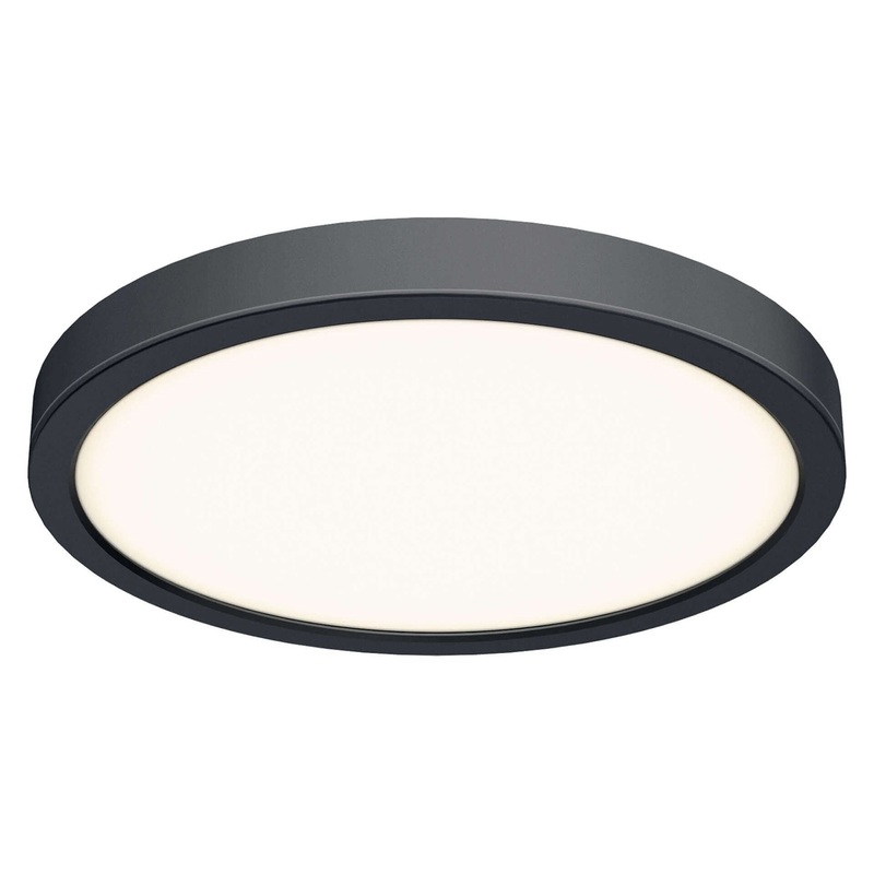 18″ Round Indoor/Outdoor LED Flush Mount Black 120V | Triac Dimming