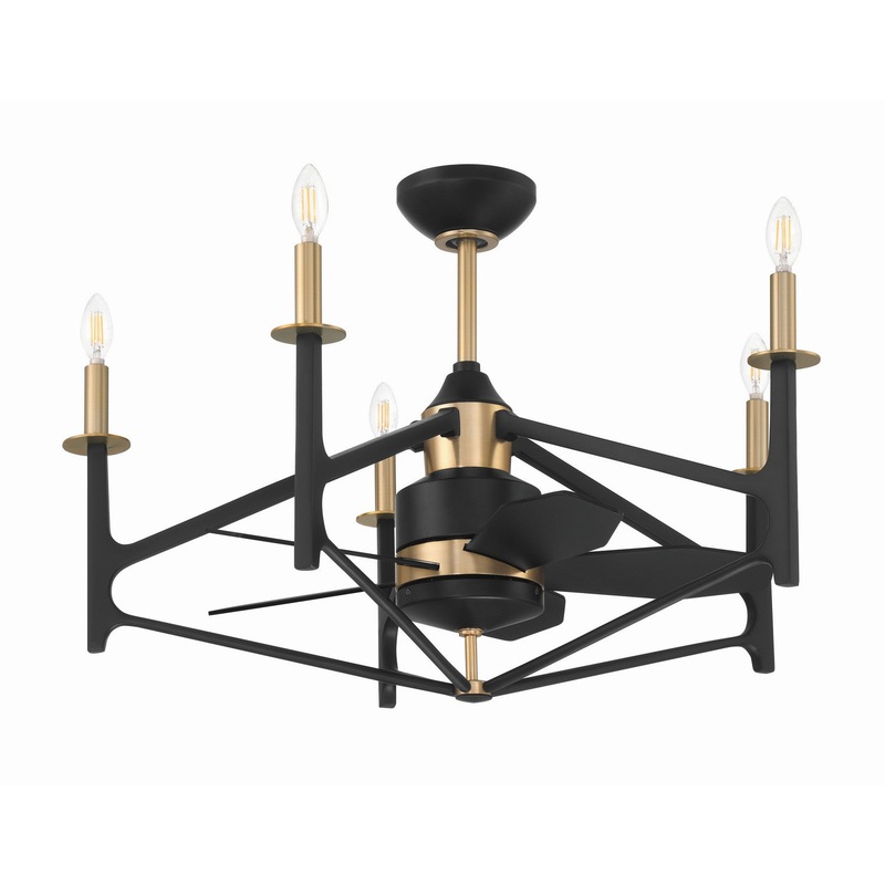 24″Ceiling Fan from the The Reserve 32 Collection in Flat Black/Satin Brass Finish by Craftmade