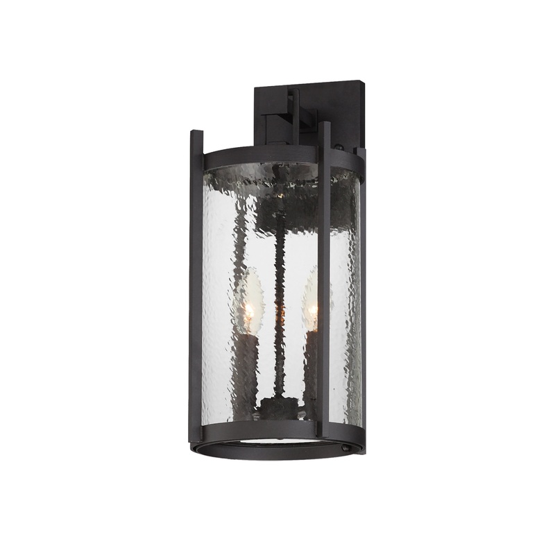 Belfry 2-Light Wall Sconce Black / Hammer Glass