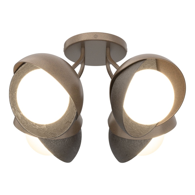 Brooklyn 4-Light Double Shade Semi-Flush Bronze Oil Rubbed Bronze