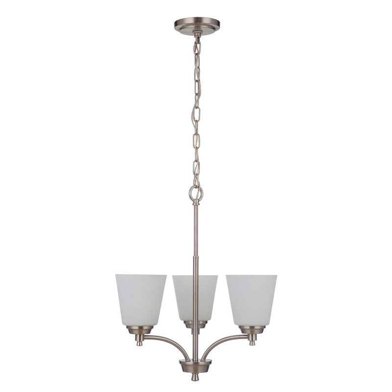 Craftmade 50223-BNK-WG Tyler Three Light Chandelier Brushed Polished Nickel (Discontinued)