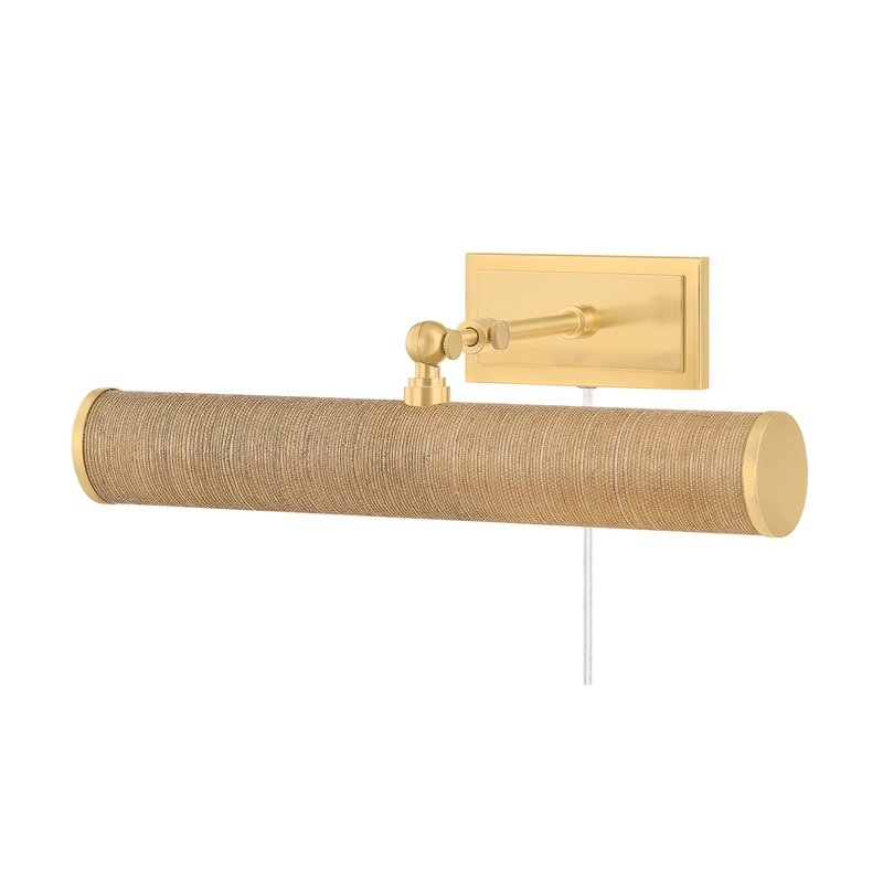 Holly Picture Light Aged Brass/Grasscloth