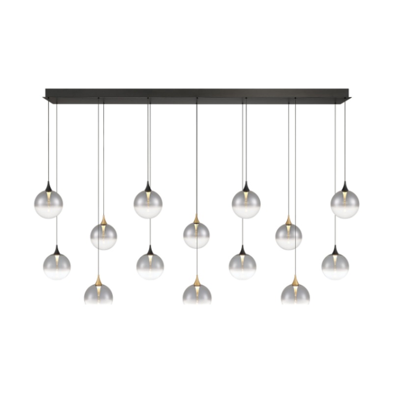 Iissa 14-Light 72″ Chandelier Gold-Black Smoked Glass