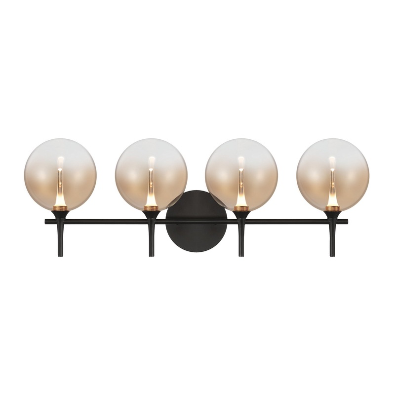 Iissa 4-Light Vanity Light Black Amber Glass