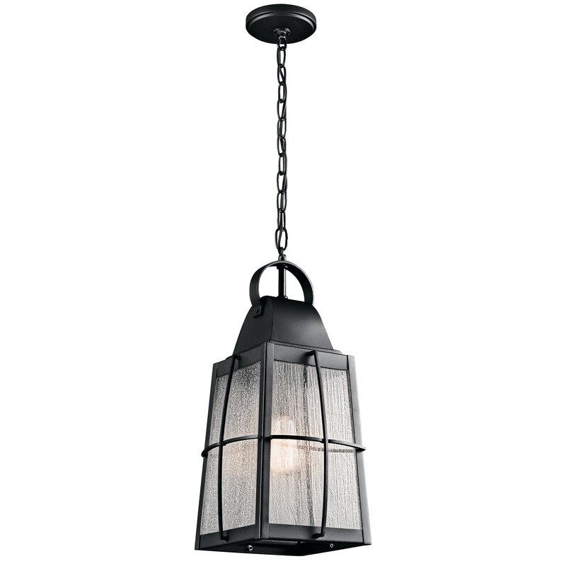 Kichler 49556BKT One Light Outdoor Pendant, Textured Black