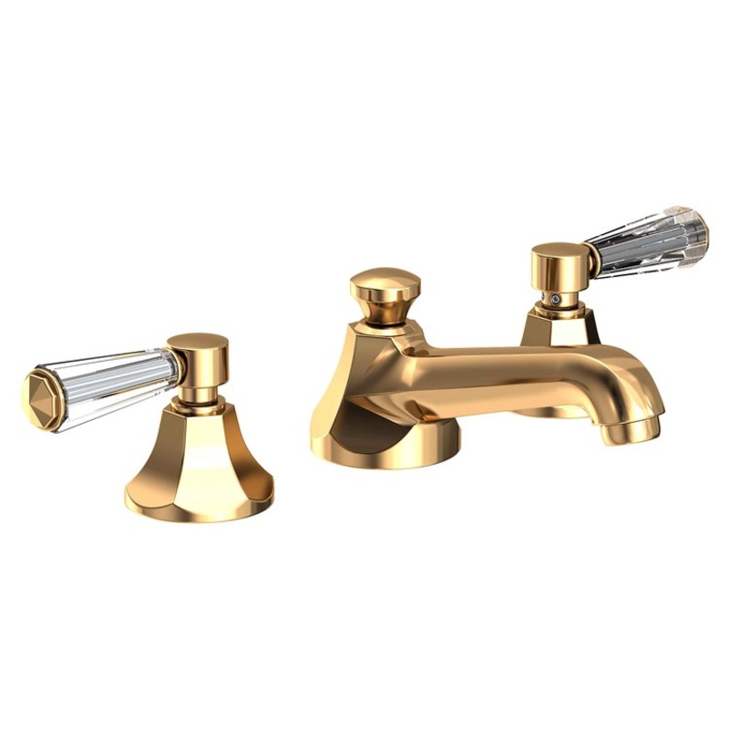 Lavatory Faucet Metropole Widespread 8 to 20 Inch Spread 2 Lever ADA WaterSense Polished Brass Uncoated Living 1.2 Gallons per Minute Pop-Up 3 Hole
