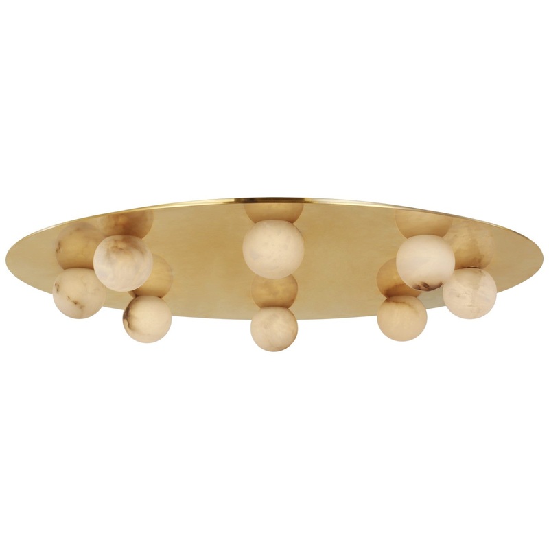 LED Flush Mount from the Pertica Collection in Mirrored Antique Brass Finish by Visual Comfort Signature