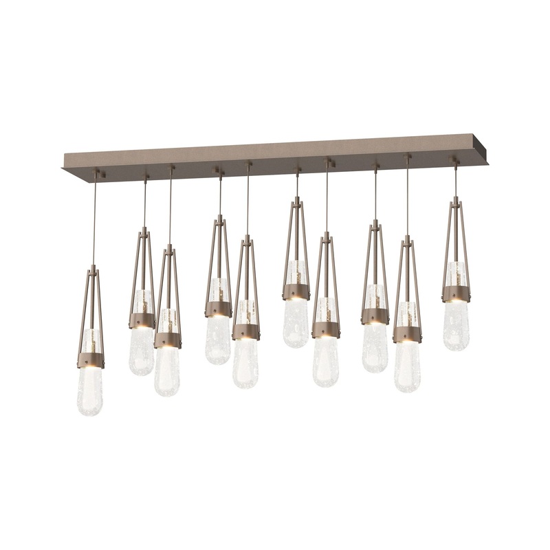 Link 10-Light Blown Glass Pendant Bronze Clear Bubble Glass (YG)