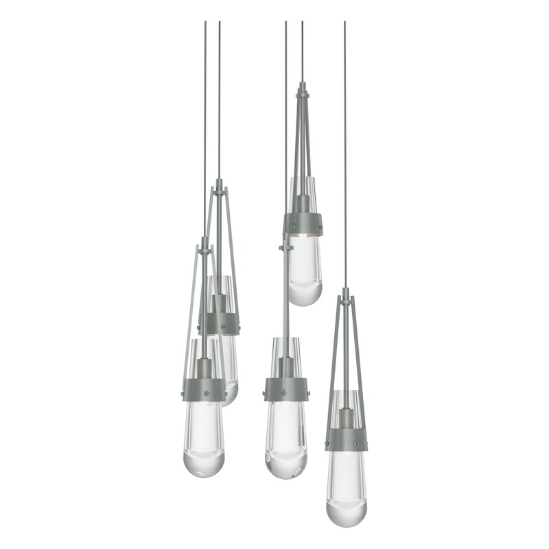 Link 5-Light Clear Glass Pendant Vintage Platinum