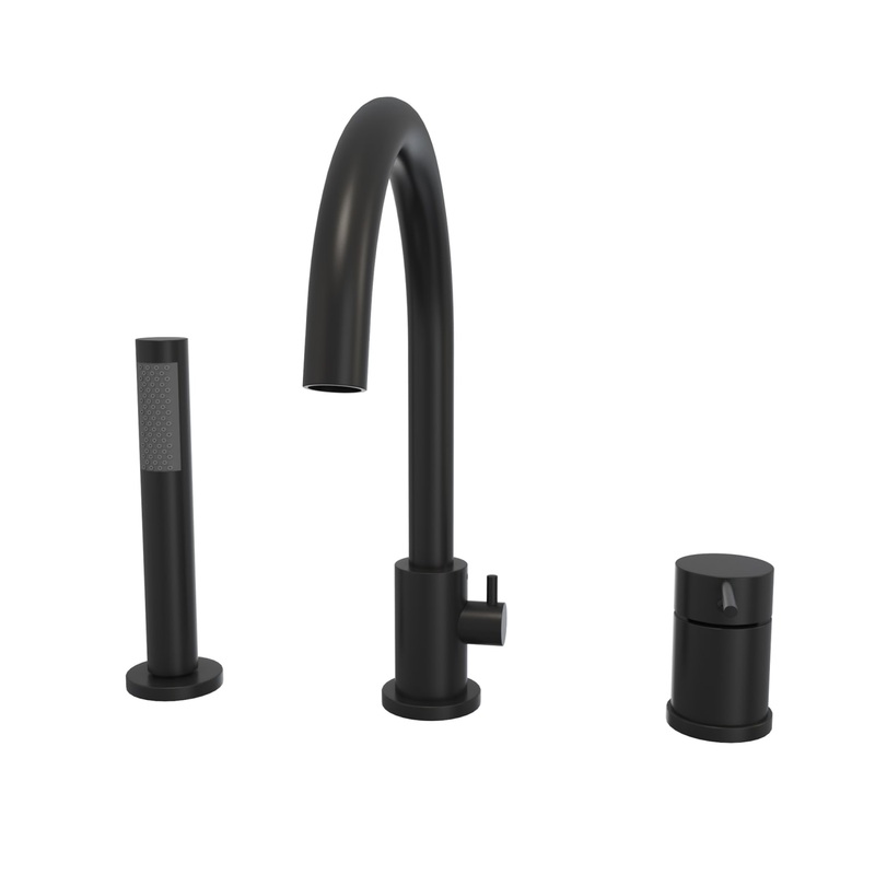 MAAX 10045541-340 Keros Deckmounted Tub Faucet with Handshower in Matte Black