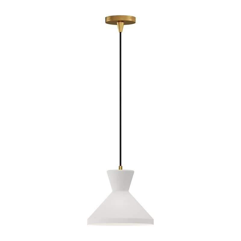 One Light Pendant from the Betty Collection in Aged Gold/Opal Glass|Matte Black/Opal Glass Finish by Alora