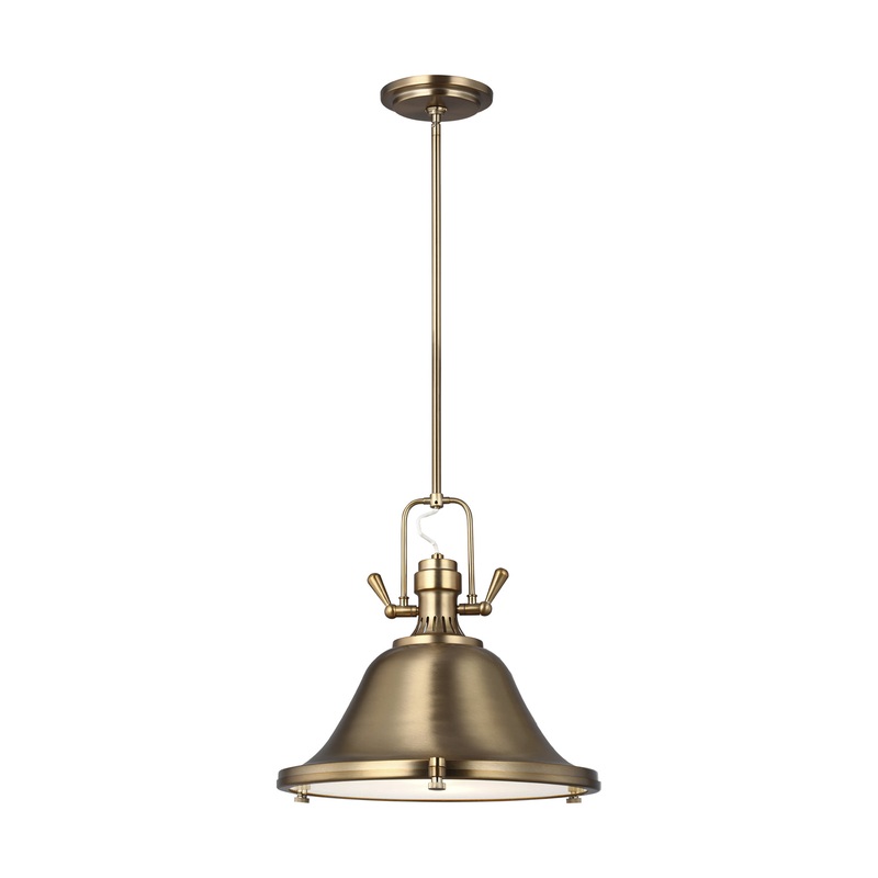 One Light Pendant from the Stone Street Collection in Satin Brass Finish by Generation Lighting