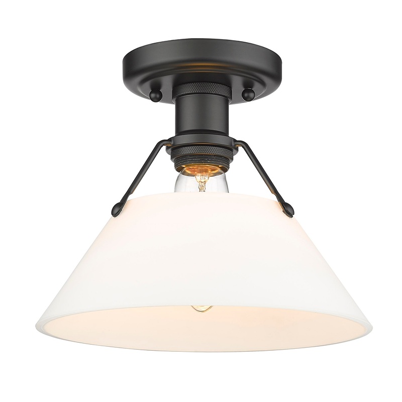 Orwell BLK Flush Mount in Matte Black with Opal Glass Shade